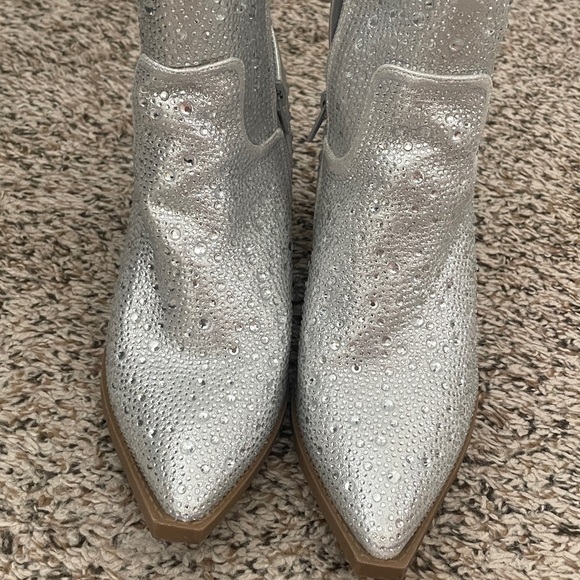 Lulus Silver Rhinestone Ankle Booties - Picture 7 of 8